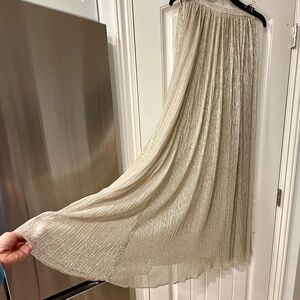 Rachel Zoe Metallic Pleated Midi to Long Skirt – Size 0 - NWT